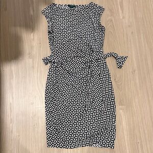 Lauren Ralph Lauren Black and White Patterned Midi Dress